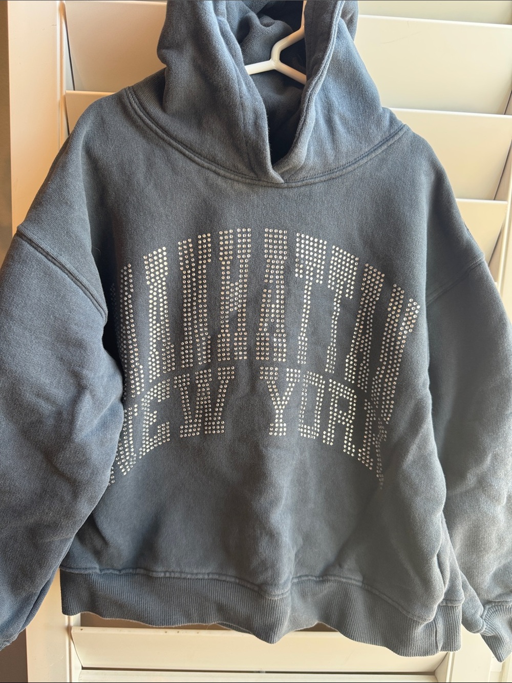 Zara Navy Rhinestone 'New York' Kids Hoodie